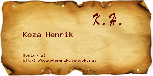 Koza Henrik névjegykártya